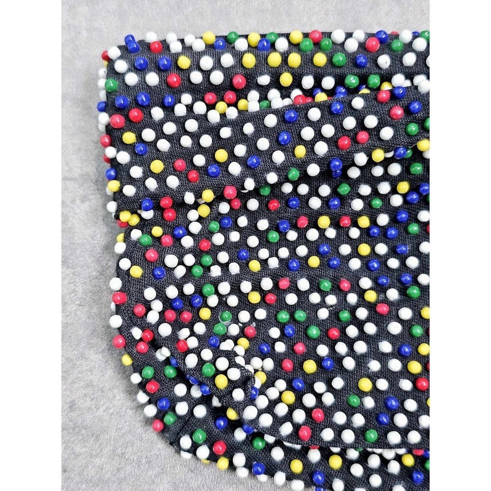 Vintage 1940s Beaded Purse, Clutch, Caviar Candy Dots, Multicoloured - Picture 3 of 6